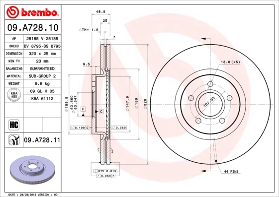 Disc frana 09.A728.11 BREMBO - Frana disc Disc frana 09.A728.11 BREMBO - Frana disc
