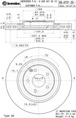 Disc frana 09.A731.21 BREMBO - Disc frana Disc frana 09.A731.21 BREMBO - Disc frana
