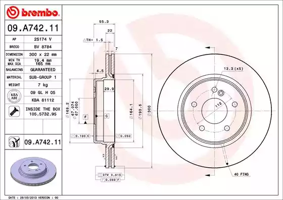 Disc frana 09.A742.11 BREMBO - Disc frana Disc frana 09.A742.11 BREMBO - Disc frana