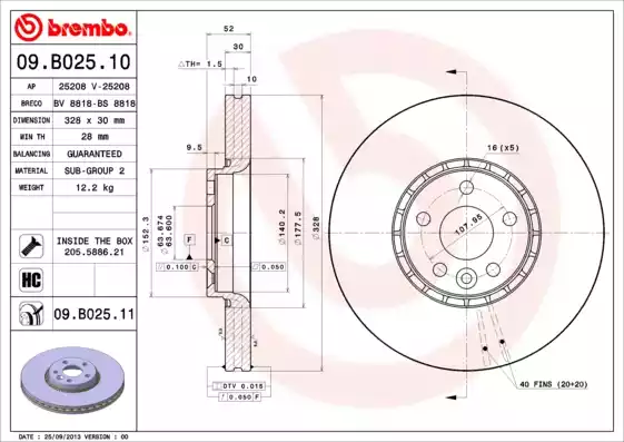 Disc frana 09.B025.11 BREMBO - Frana disc