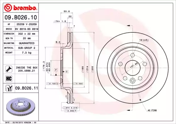 Disc frana 09.B026.11 BREMBO - Frana disc