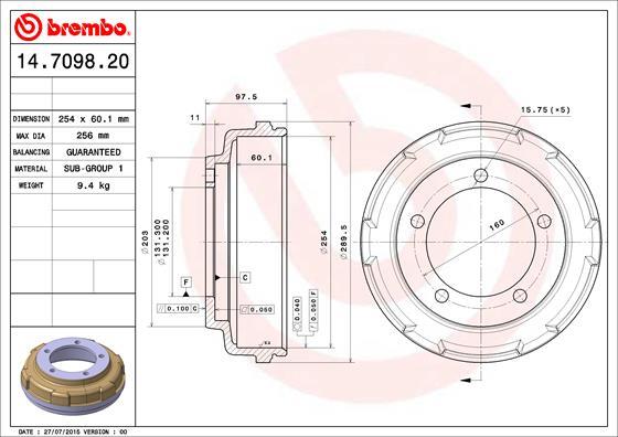 Tambur frana 14.7098.20 BREMBO - Tambur frana Tambur frana 14.7098.20 BREMBO - Tambur frana