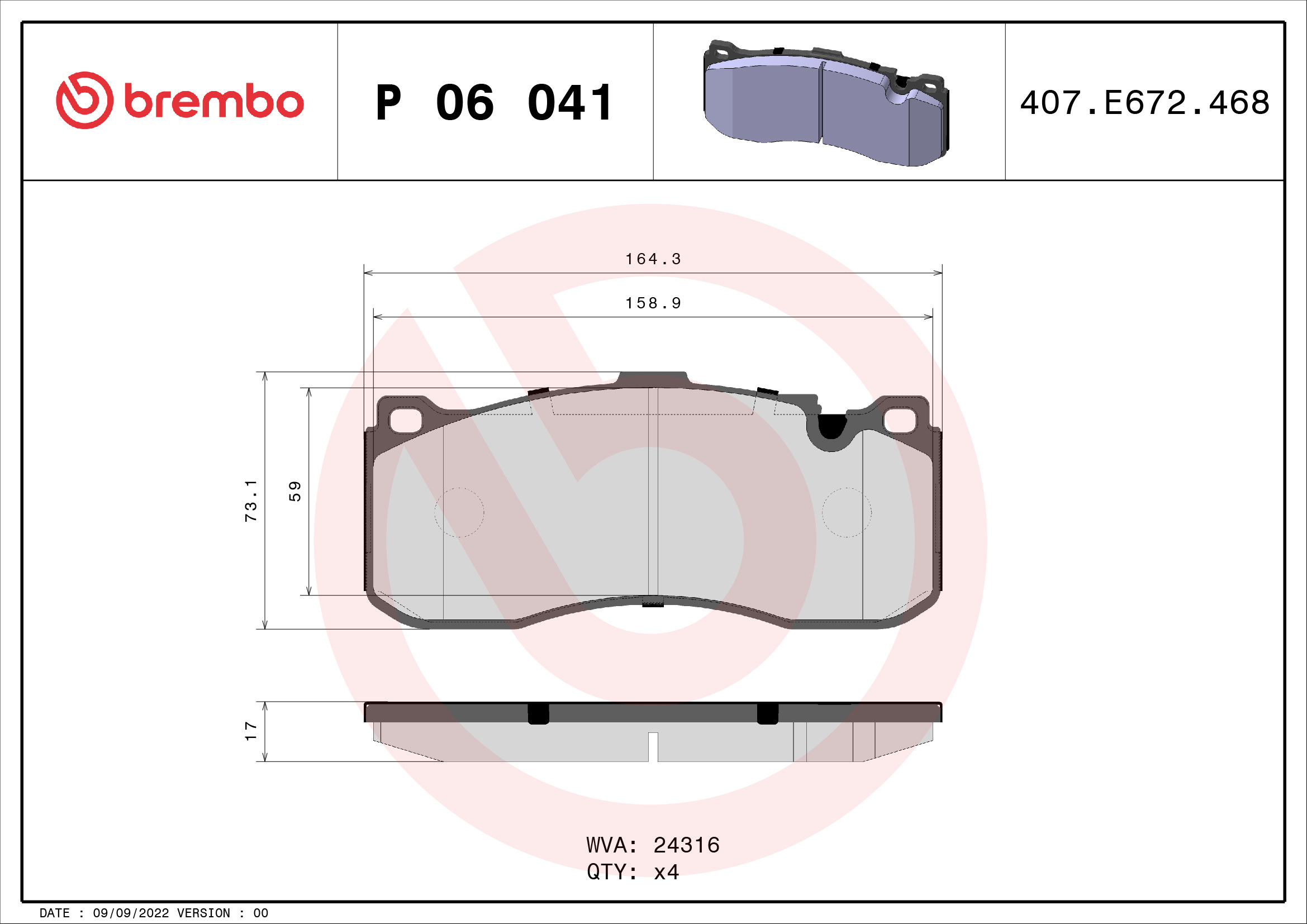set placute frana,frana disc P 06 041 BREMBO - Frana disc set placute frana,frana disc P 06 041 BREMBO - Frana disc