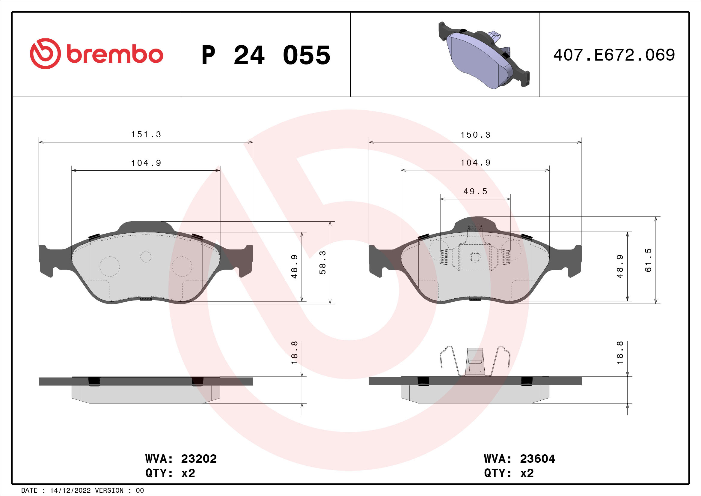 set placute frana,frana disc P 24 055 BREMBO - Set placute frana set placute frana,frana disc P 24 055 BREMBO - Set placute frana