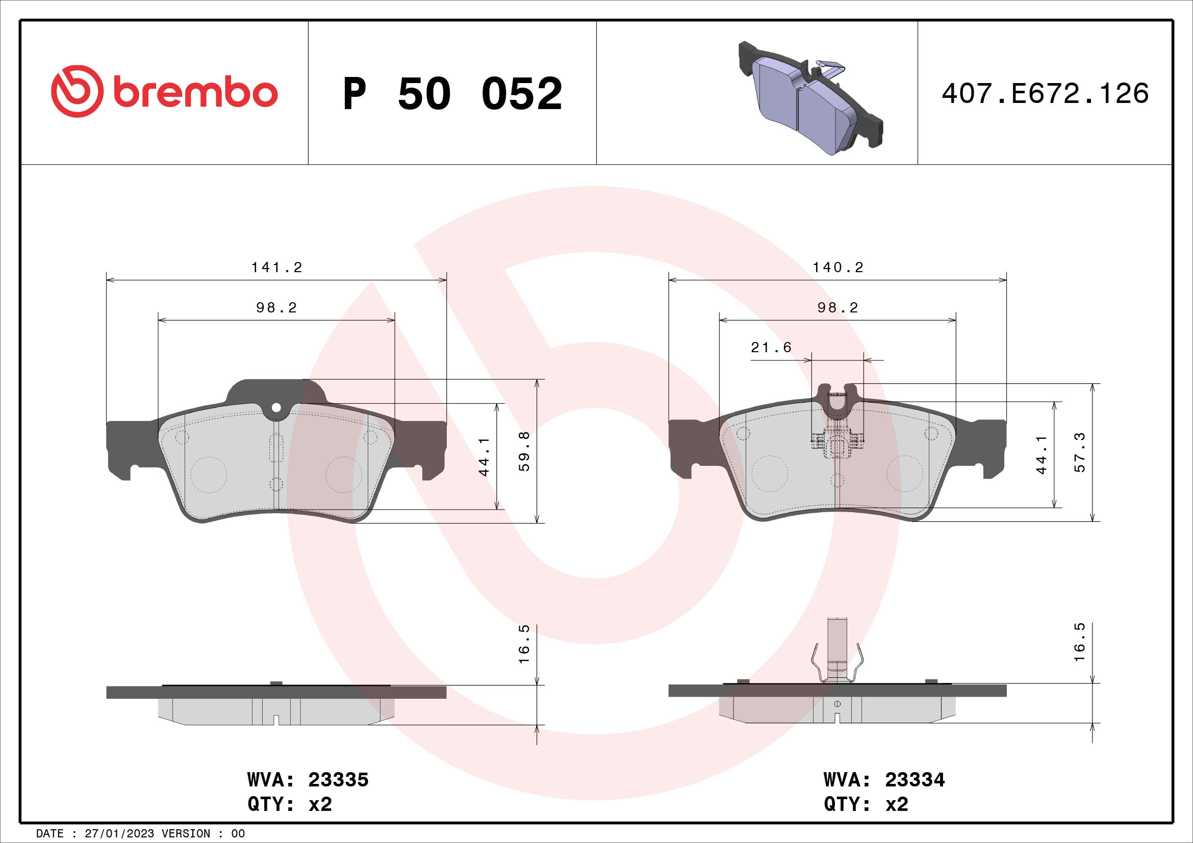 set placute frana,frana disc P 50 052 BREMBO - Frana disc set placute frana,frana disc P 50 052 BREMBO - Frana disc