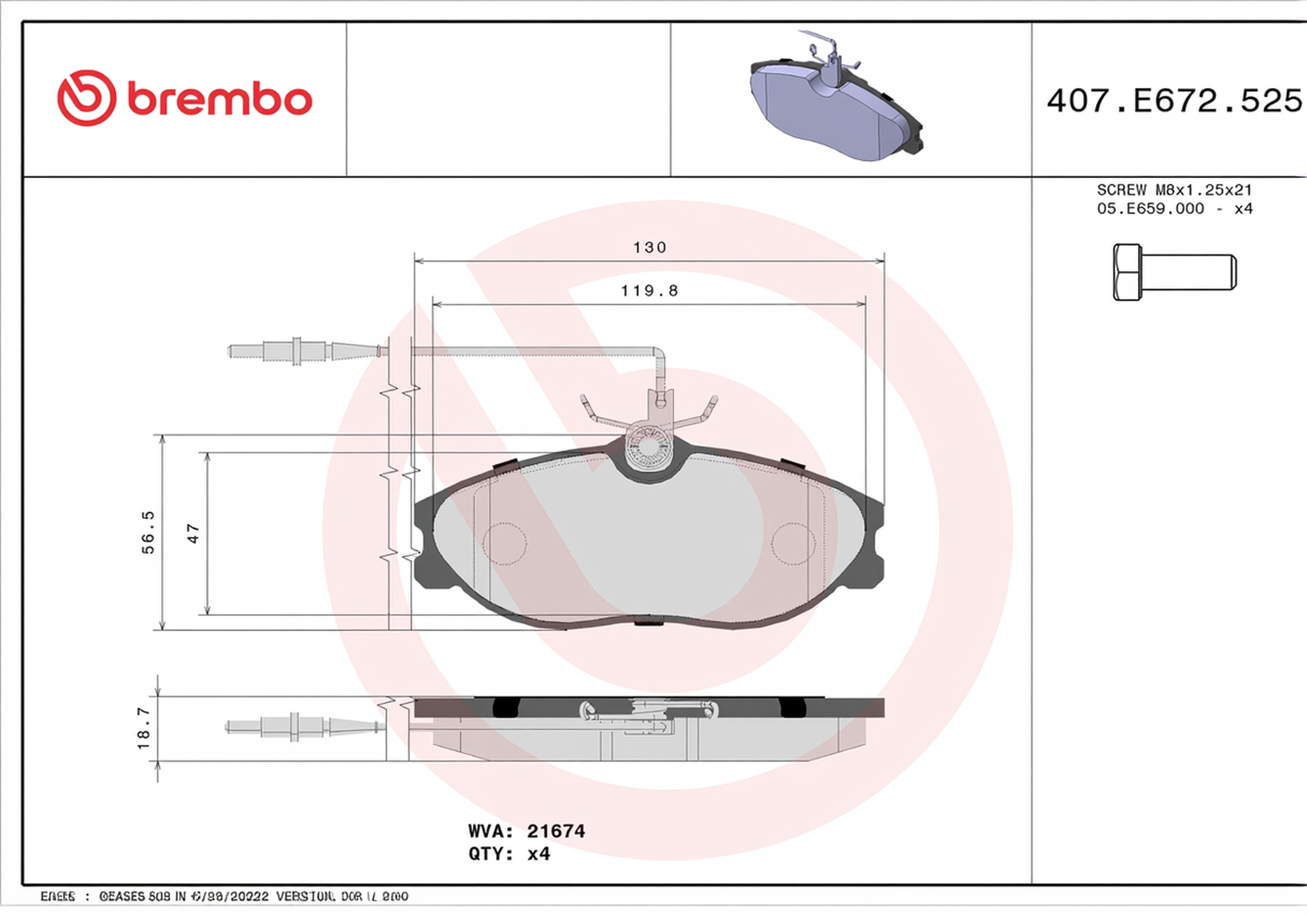 set placute frana,frana disc P 61 057 BREMBO - Frana disc