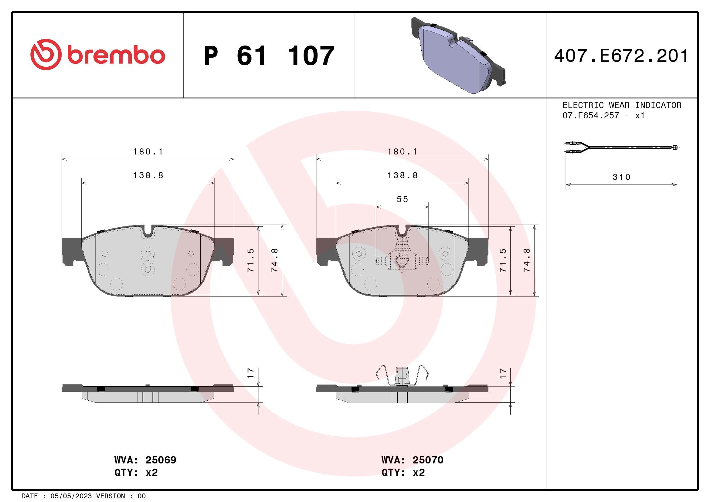 set placute frana,frana disc P 61 107 BREMBO - Set placute frana set placute frana,frana disc P 61 107 BREMBO - Set placute frana