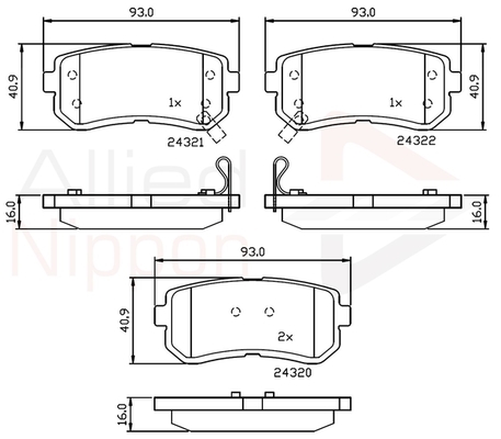 set placute frana,frana disc ADB32016 COMLINE - Frana disc set placute frana,frana disc ADB32016 COMLINE - Frana disc