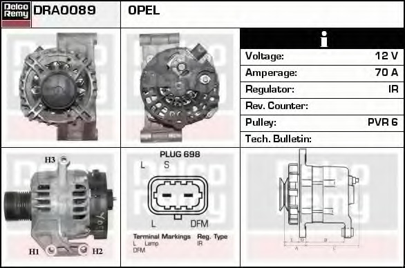 Generator / Alternator DRA0089 DELCO REMY - Generator /alternator / elemente Generator / Alternator DRA0089 DELCO REMY - Generator /alternator / elemente