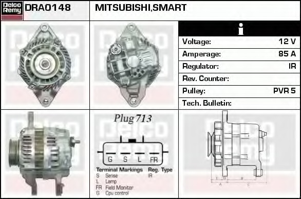Generator / Alternator DRA0148 DELCO REMY - Generator /alternator / elemente Generator / Alternator DRA0148 DELCO REMY - Generator /alternator / elemente