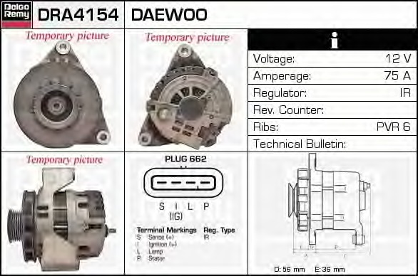 Generator / Alternator DRA4154 DELCO REMY - Generator /alternator / elemente Generator / Alternator DRA4154 DELCO REMY - Generator /alternator / elemente