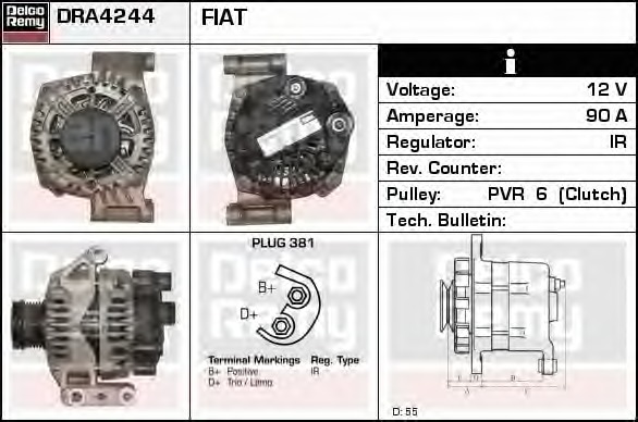 Generator / Alternator DRA4244 DELCO REMY - Generator /alternator / elemente Generator / Alternator DRA4244 DELCO REMY - Generator /alternator / elemente