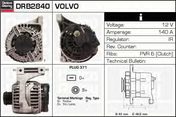 Generator / Alternator DRB2840 DELCO REMY - Generator /alternator / elemente Generator / Alternator DRB2840 DELCO REMY - Generator /alternator / elemente