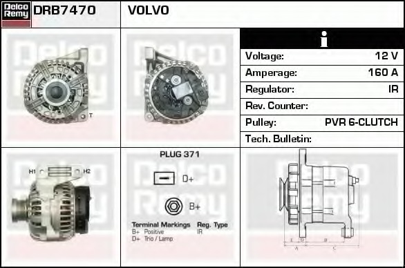 Generator / Alternator DRB7470 DELCO REMY - Generator /alternator / elemente Generator / Alternator DRB7470 DELCO REMY - Generator /alternator / elemente