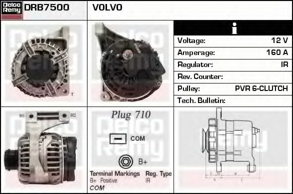 Generator / Alternator DRB7500 DELCO REMY - Generator /alternator / elemente Generator / Alternator DRB7500 DELCO REMY - Generator /alternator / elemente