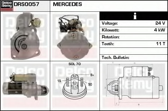 starter DRS0057 DELCO REMY - Demaror / electromotor starter DRS0057 DELCO REMY - Demaror / electromotor