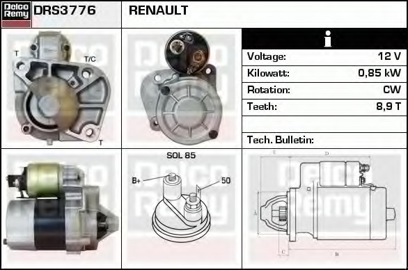 starter DRS3776 DELCO REMY - Demaror / electromotor starter DRS3776 DELCO REMY - Demaror / electromotor