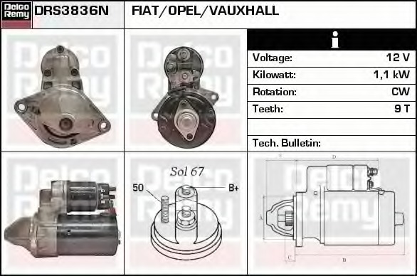 starter DRS3836N DELCO REMY - Demaror / electromotor