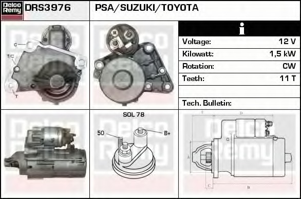 starter DRS3976 DELCO REMY - Demaror / electromotor starter DRS3976 DELCO REMY - Demaror / electromotor