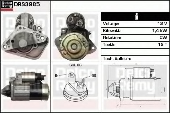 starter DRS3985 DELCO REMY - Sistem pornire
