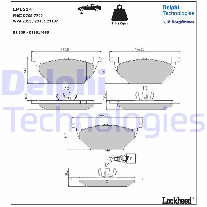 set placute frana,frana disc LP1514 DELPHI - Frana disc set placute frana,frana disc LP1514 DELPHI - Frana disc