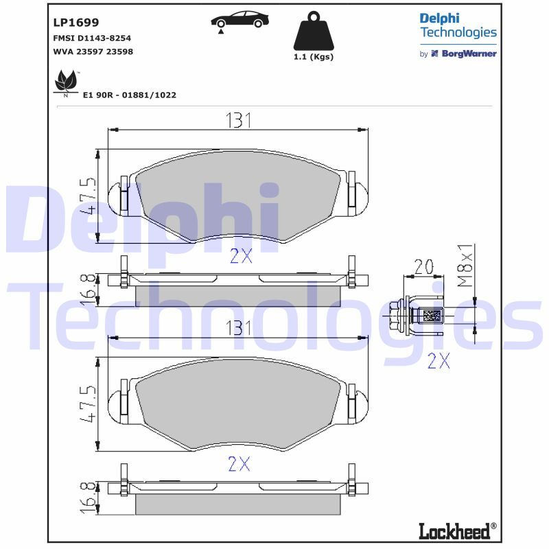 set placute frana,frana disc LP1699 DELPHI - Frana disc set placute frana,frana disc LP1699 DELPHI - Frana disc
