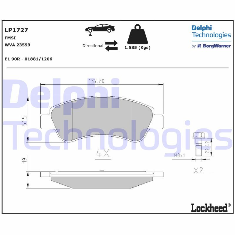 set placute frana,frana disc LP1727 DELPHI - Frana disc set placute frana,frana disc LP1727 DELPHI - Frana disc