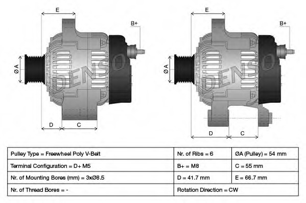 Generator / Alternator DAN1033 DENSO - Generator /alternator / elemente Generator / Alternator DAN1033 DENSO - Generator /alternator / elemente