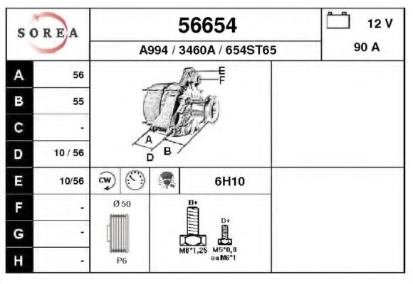 Generator / Alternator 56654 EAI - Generator /alternator / elemente Generator / Alternator 56654 EAI - Generator /alternator / elemente