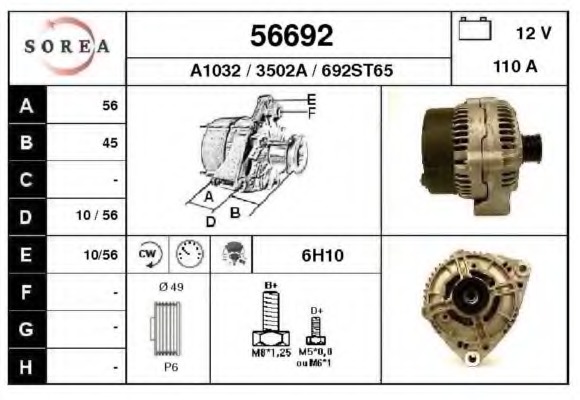 Generator / Alternator 56692 EAI - Generator /alternator / elemente Generator / Alternator 56692 EAI - Generator /alternator / elemente