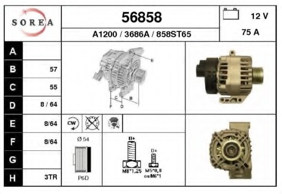 Generator / Alternator 56858 EAI - Generator /alternator / elemente Generator / Alternator 56858 EAI - Generator /alternator / elemente