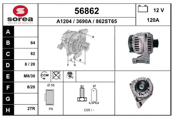 Generator / Alternator 56862 EAI - Generator /alternator / elemente Generator / Alternator 56862 EAI - Generator /alternator / elemente