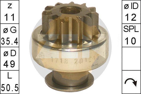 Pinion electromotor ZN1718 ERA - Elemente demaror Pinion electromotor ZN1718 ERA - Elemente demaror