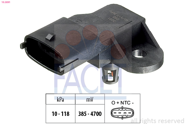 senzor presiune aer / Senzor, presiune galerie admisie 10.3091 FACET - Pregatire amestec senzor presiune aer / Senzor, presiune galerie admisie 10.3091 FACET - Pregatire amestec