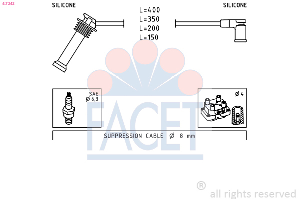 Set cablaj aprinder 4.7242 FACET - Fisa bujie
