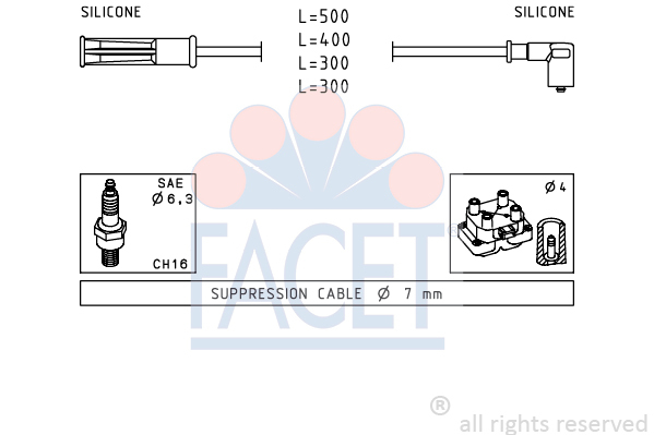 Set cablaj aprinder 4.7244 FACET - Fisa bujie