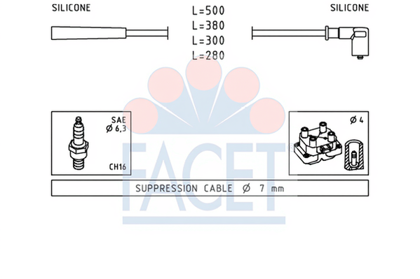 Set cablaj aprinder 4.7252 FACET - Fisa bujie