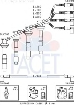 Set cablaj aprinder 4.8671 FACET - Fisa bujie