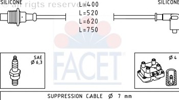 Set cablaj aprinder 4.8674 FACET - Fisa bujie
