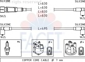 Set cablaj aprinder 4.9364 FACET - Fisa bujie
