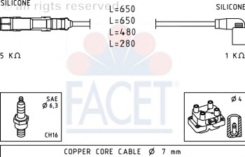 Set cablaj aprinder 4.9585 FACET - Fisa bujie