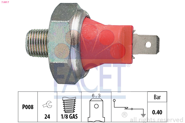 Senzor presiune ulei 7.0017 FACET - Ungere Senzor presiune ulei 7.0017 FACET - Ungere