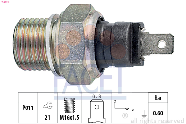 Senzor presiune ulei 7.0021 FACET - Ungere Senzor presiune ulei 7.0021 FACET - Ungere