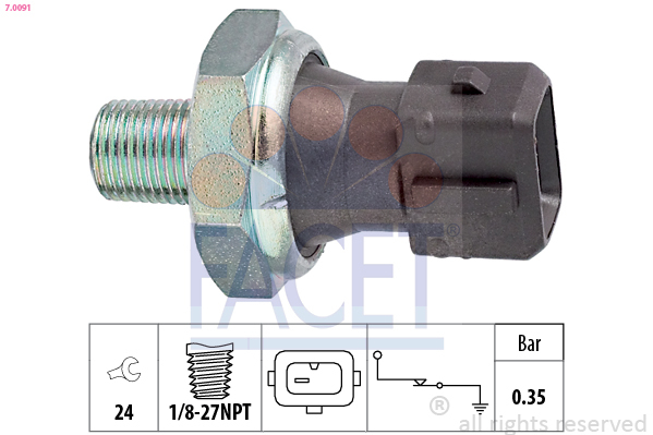 Senzor presiune ulei 7.0091 FACET - Comutator presiune ulei / senzor / supapa Senzor presiune ulei 7.0091 FACET - Comutator presiune ulei / senzor / supapa