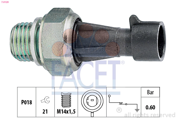 Senzor presiune ulei 7.0129 FACET - Ungere Senzor presiune ulei 7.0129 FACET - Ungere