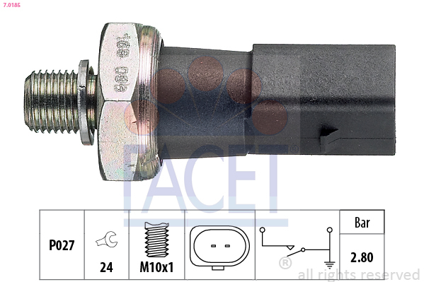 Senzor presiune ulei 7.0185 FACET - Ungere Senzor presiune ulei 7.0185 FACET - Ungere