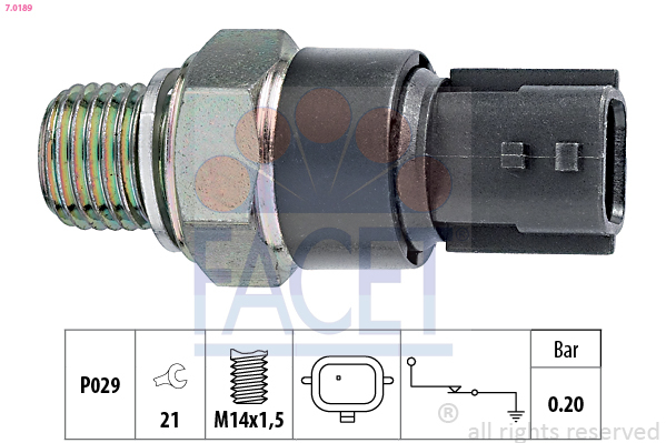 SENZOR PRESIUNE ULEI LOG./SAND. 1.4/1.6 7.0189 FACET - Electricitate motor
