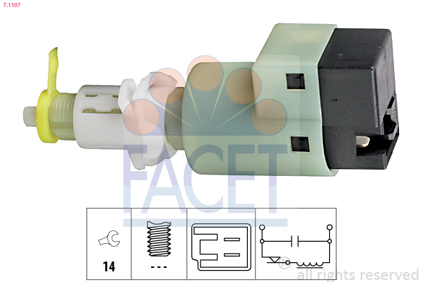 Comutator lumini frana / Comutator, actionare ambreiaj (Tempomat) 7.1107 FACET - Intrerupatoare / relee / control Comutator lumini frana / Comutator, actionare ambreiaj (Tempomat) 7.1107 FACET - Intrerupatoare / relee / control