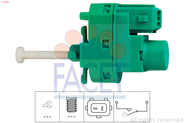 Comutator lumini frana / Comutator, actionare ambreiaj (Tempomat) 7.1137 FACET - Intrerupatoare / relee / control Comutator lumini frana / Comutator, actionare ambreiaj (Tempomat) 7.1137 FACET - Intrerupatoare / relee / control