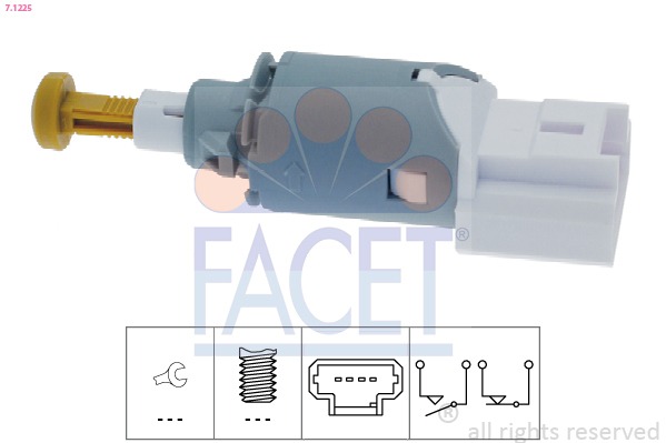 Comutator lumini frana / Comutator, actionare ambreiaj (Tempomat) 7.1225 FACET - Intrerupatoare / relee / control Comutator lumini frana / Comutator, actionare ambreiaj (Tempomat) 7.1225 FACET - Intrerupatoare / relee / control
